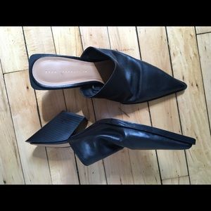 ZARA Trafaluc Black Leather Mules